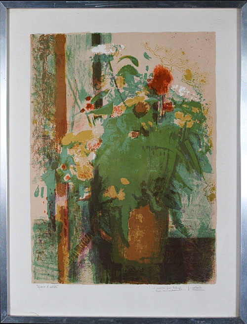 Литография "Цветы в горшке", Франция, вторая половина XX века