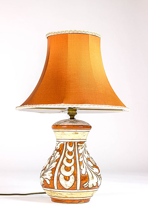 Лампа авторская "Оранж", терракота, дикий шелк, Франция, середина XX века