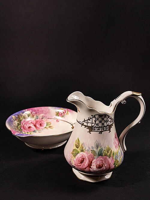 Кувшин и чаша для умывания, "Флорель" фарфор, "Meander",Нидерланды, середина XX века