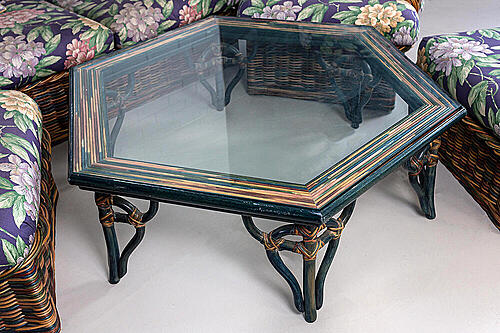 Комплект мебели "Сильви", ротанг, текстиль, Франция, середина XX века