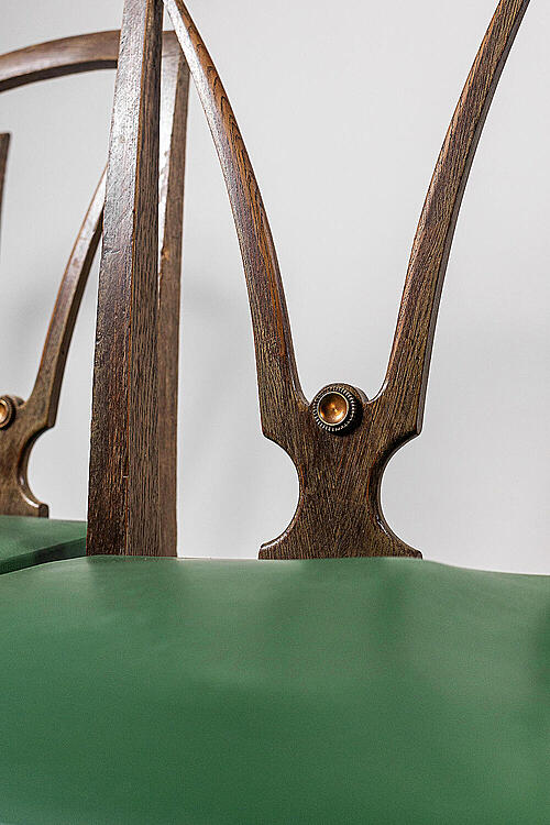 Набор стульев "Пикар" дерево, латунь, кожа, Франция, начало XX века