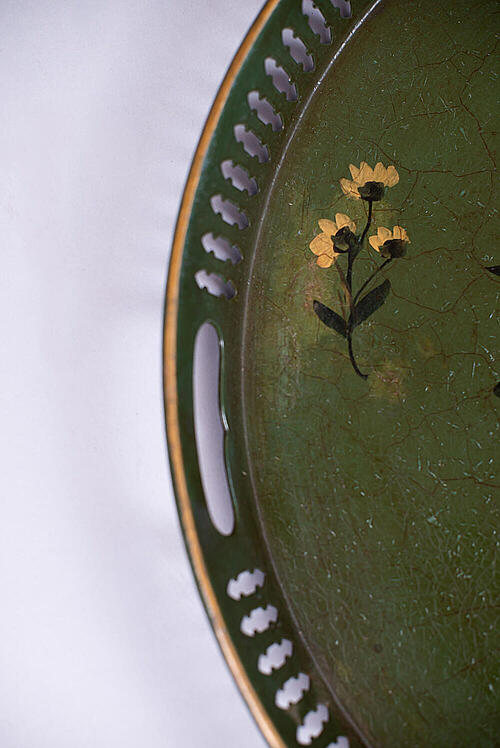 Поднос винтажный "Букет" , металл, ручная роспись, Франция, середина XX века