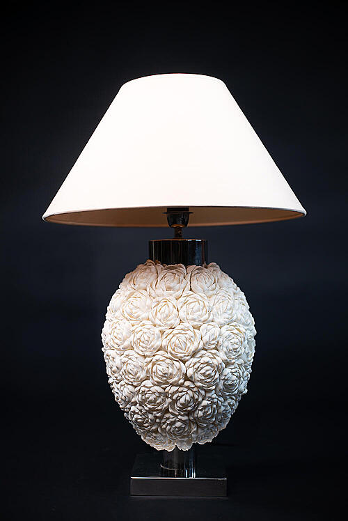 Лампа винтажная "Mar", никелированный металл, натуральные ракушки, Франция, вторая половина XX века.