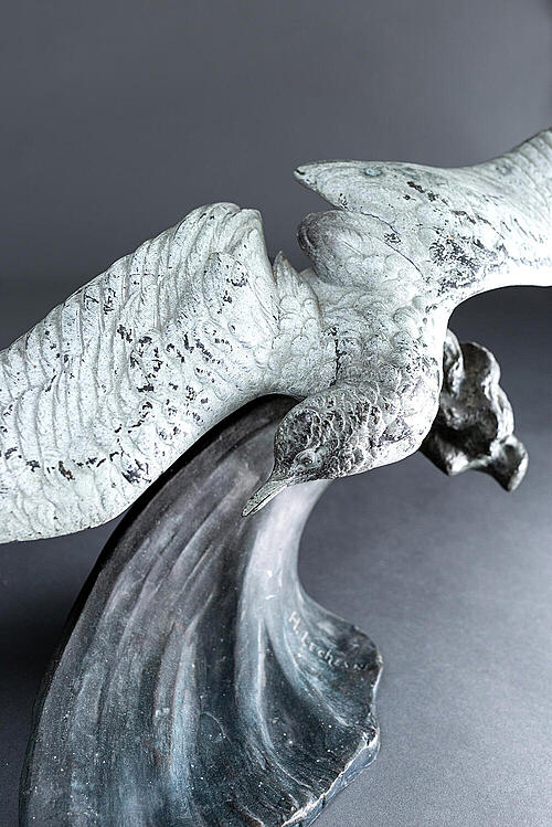 Скульптура "Чайка", патинированный металл, автор модели Henri Lechesne, Франция, первая половина XX 