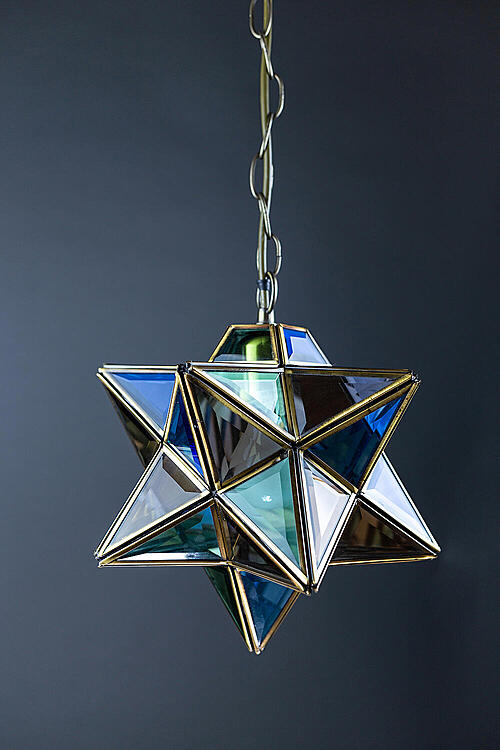 Светильник винтажный "Звезда", цветное стекло, Франция, вторая половина XX века