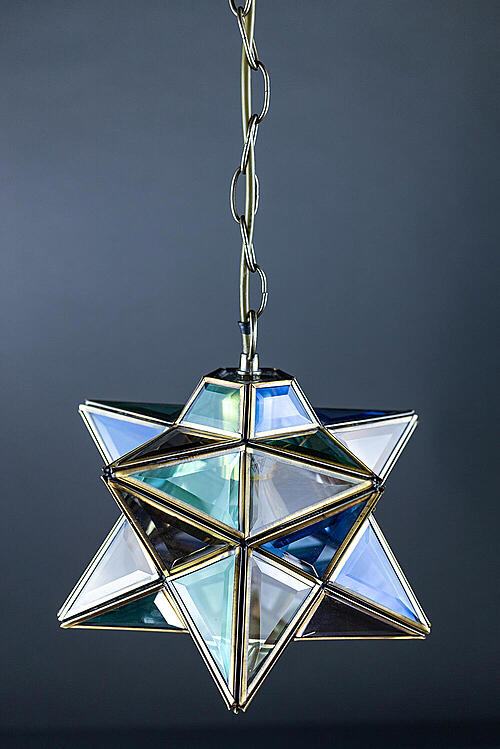 Светильник винтажный "Звезда", цветное стекло, Франция, вторая половина XX века