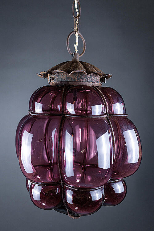 Светильник винтажный "Ягода", цветное стекло, металл, Франция, середина XX века