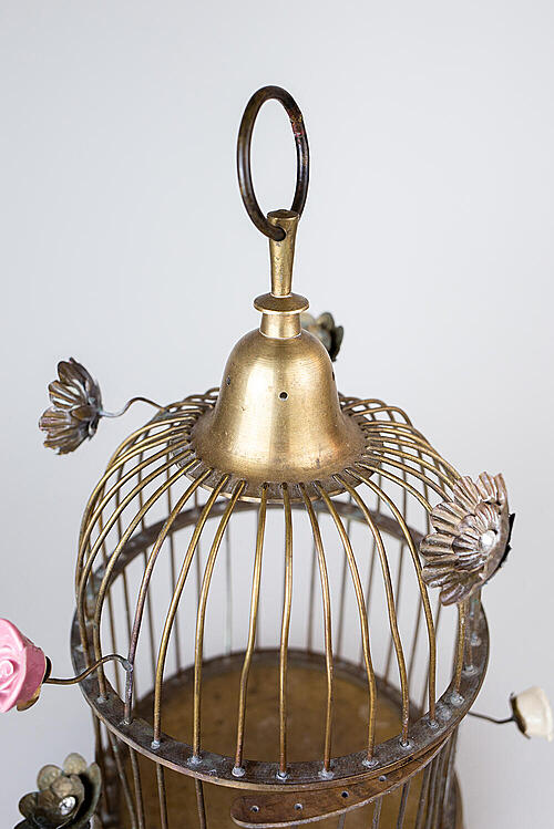 Клетка декоративная "Фиоре", латунь, керамика, Франция, середина XX века