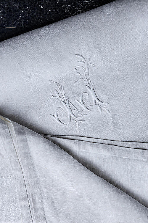 Скатерть "Бланш", льняной текстиль, вышивка, Франция, начало XX века
