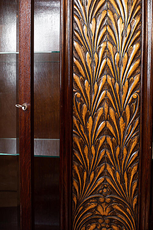 Шкаф-витрина "Марсо",стиль ар-деко, резьба по дереву, мрамор, Франция, первая половина XX