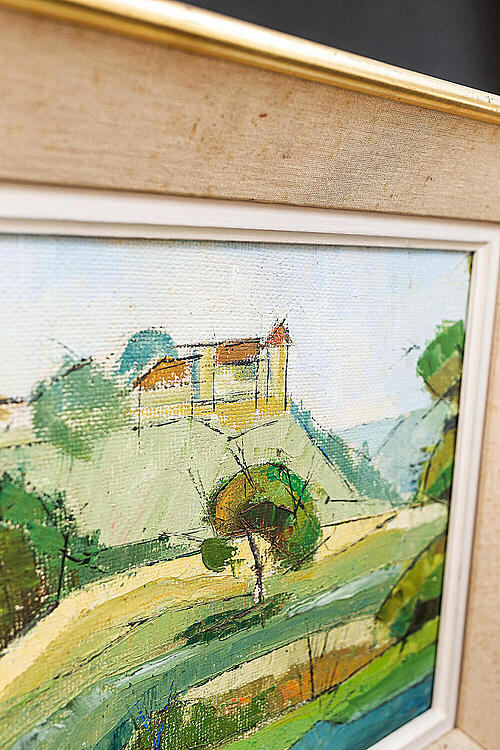 Картина "Пейзаж с замком", автор Vidberg, холст, масло, середина XX века