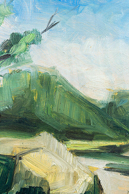 Картина "Пейзаж в зеленых тонах", автор Vidberg, холст, масло, 1957 год