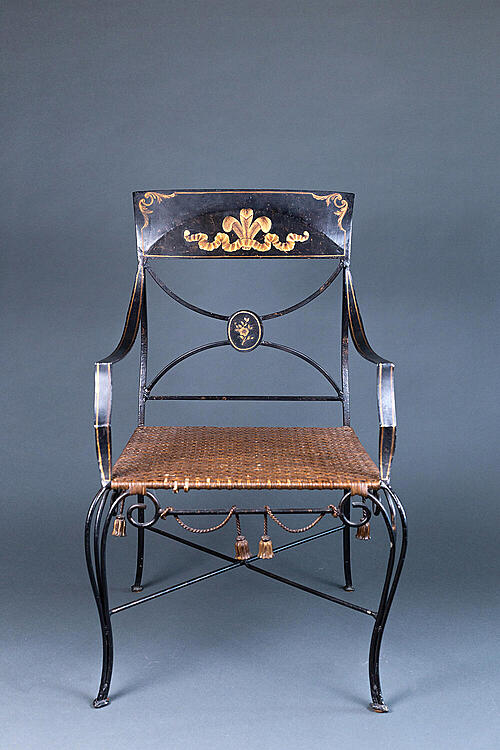 Кресло "Ферран", металл, роспись, ротанг, Франция, первая половина XX века