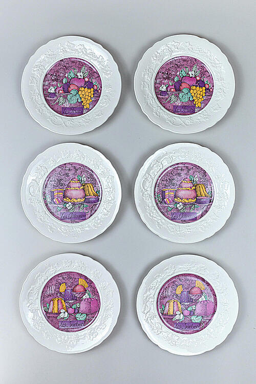 Набор декоративных тарелок "Деликатес", "Gien", фаянс, вторая половина XX века