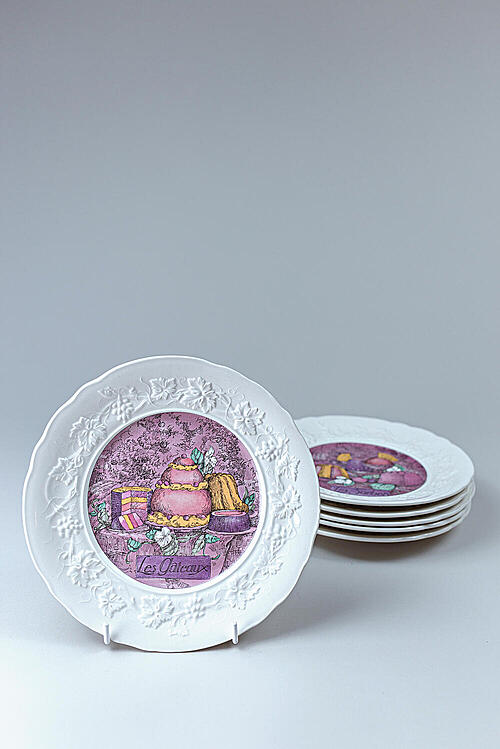 Набор декоративных тарелок "Деликатес", "Gien", фаянс, вторая половина XX века