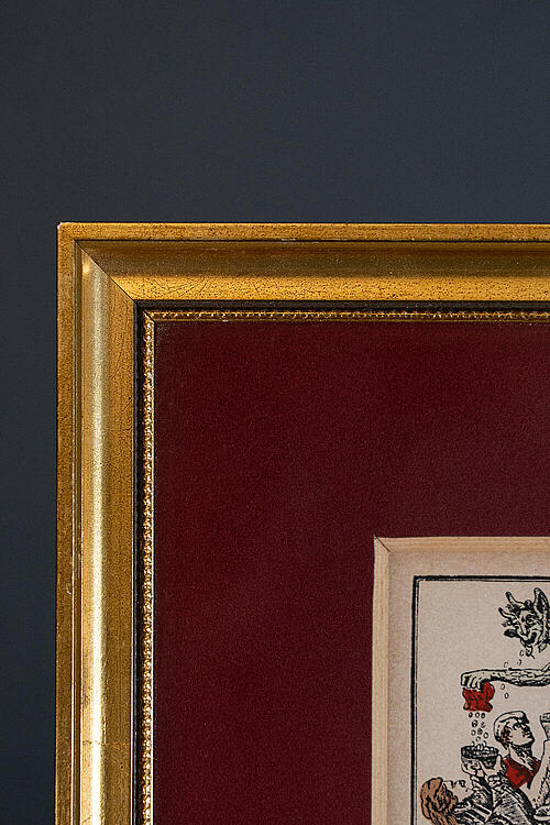 Гравюра "Ловцы золота", бумага, паспарту, багет, Франция, середина XIX века