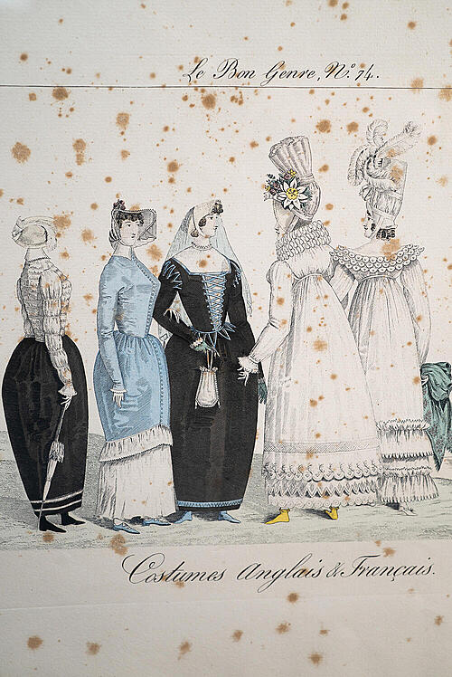 Серия из 6 гравюр "Le Bon Genre. Заметки о парижской моде и обычаях", La Mesangere, ручная прорисовк