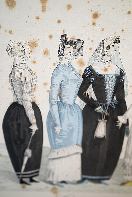 Серия из 6 гравюр "Le Bon Genre. Заметки о парижской моде и обычаях", La Mesangere, ручная прорисовк