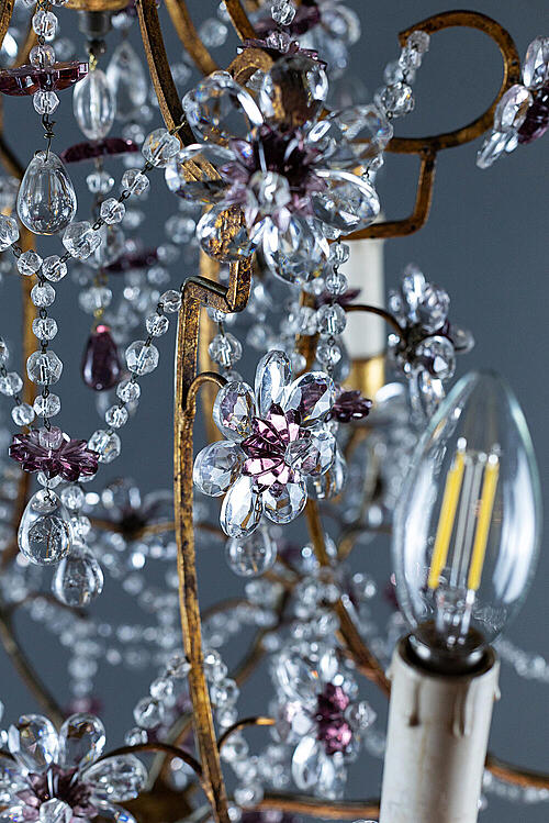 Парные люстры "Фелисити", стекло, хрусталь, металл, Франция, вторая половина XX века