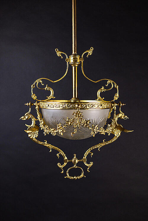 Люстра "Люсьен", золоченая бронза, стекло, Франция, рубеж XIX-XX вв.