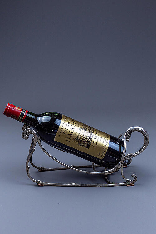 Держатель для винной бутылки "Сани", серебрение, Франция, первая половина XX века