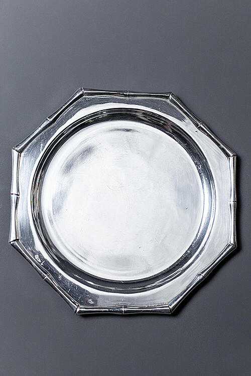 Набор тарелок "Бамбу", стиль Hollywood Regency, серебрение, Франция, первая половина XX века