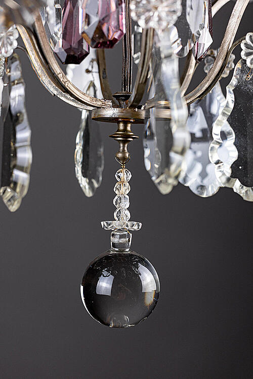 Люстра "Ирен", бронза, серебрение, цветной хрусталь, Франция, середина XX века