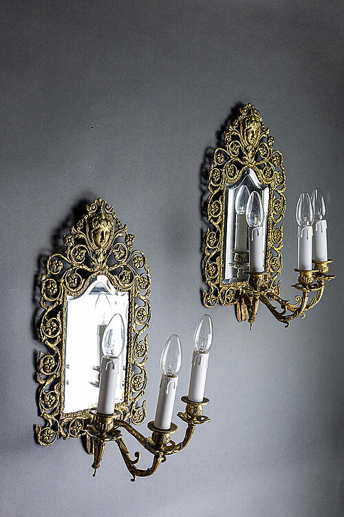 Бра парные "Регине", бронза, зеркало, Франция, конец XIX века