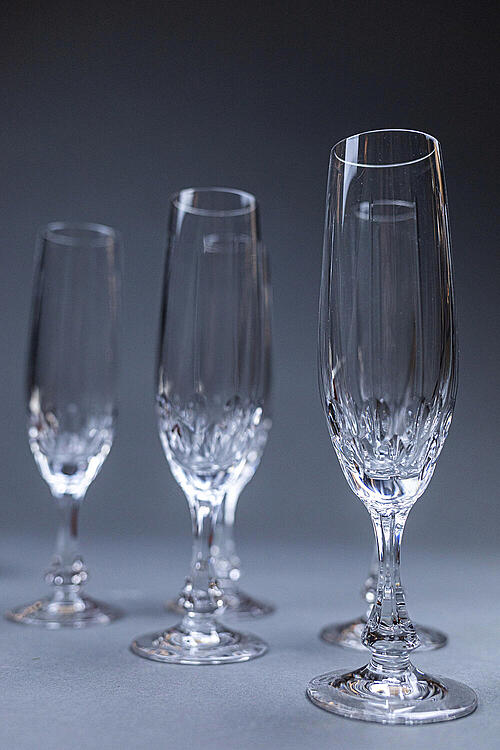 Комплект бокалов для шампанского "CRISTALLERIES DE LORRAINE", хрусталь, Франция, середина XX вв.