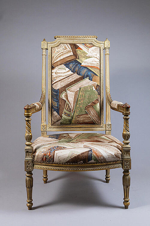 Кресло и банкетка "Фолиант", резьба по дереву, Франция, вторая половина XX века