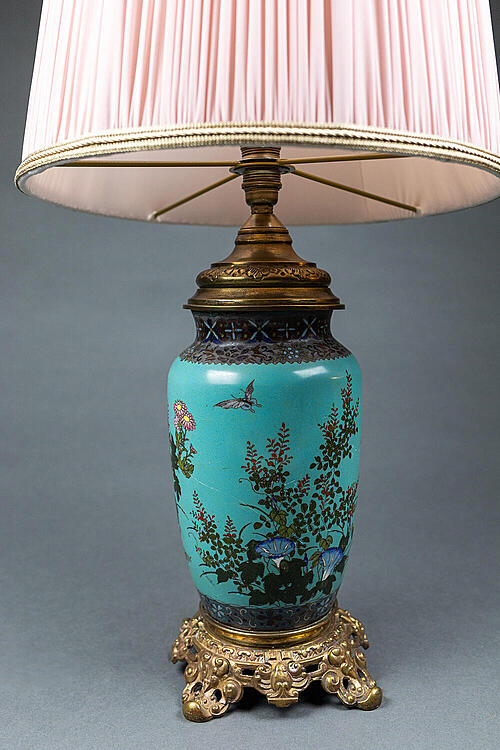Лампа настольная "Бирюза", клуазоне, бронза, Китай, первая половина XX века