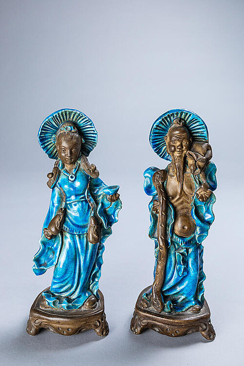 Статуэтки парные "Супруги", керамика, глазурь, Китай, середина XX века