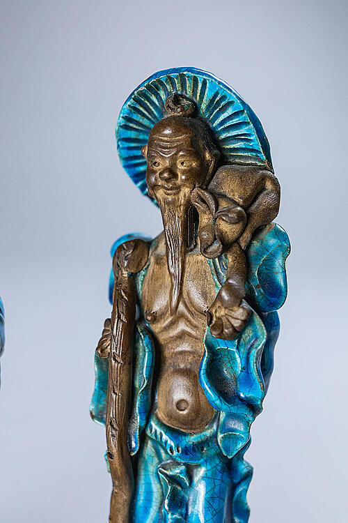 Статуэтки парные "Супруги", керамика, глазурь, Китай, середина XX века