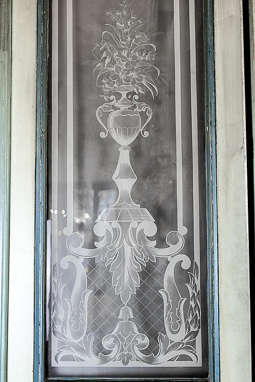 Двери старинные "Витраж", дерево, роспись по стеклу, Франция, начало XX века
