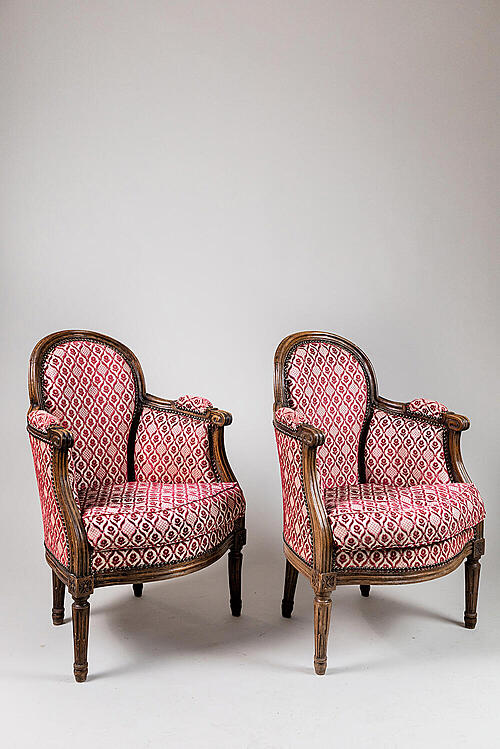 Кресла каминные "Розэ", орех, резьба, текстиль, Франция, конец XIX века