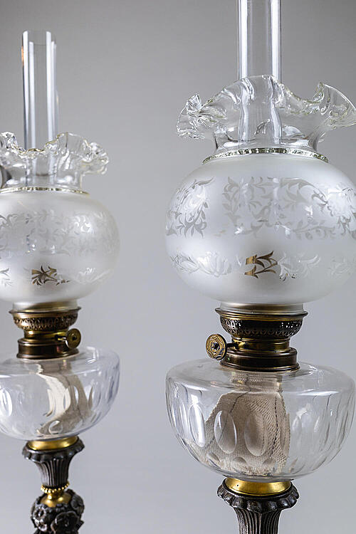 Лампы керосиновые "Джеральдин", бронза, хрусталь, Франция, вторая половина XIX века
