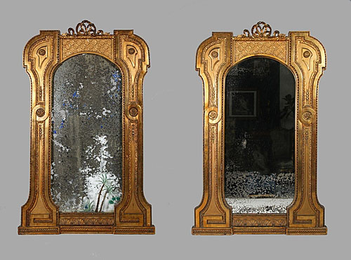 Парные зеркала "Жюль Верн", золоченое дерево, гипс, вторая половина XIX века