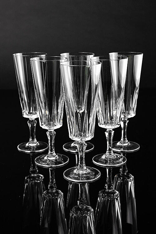 Комплект бокалов для шампанского "Flute", хрусталь, Франция, середина XX века