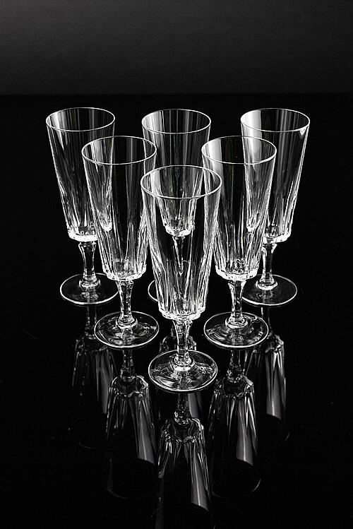 Комплект бокалов для шампанского "Flute", хрусталь, Франция, середина XX века