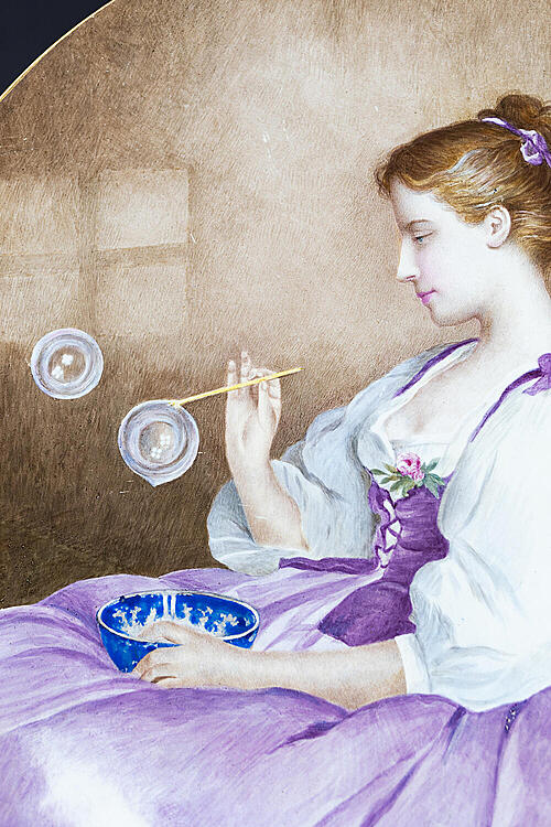 Тарелка декоративная "Alice", фаянc, ручная роспись, золочение, Франция, 1889 год