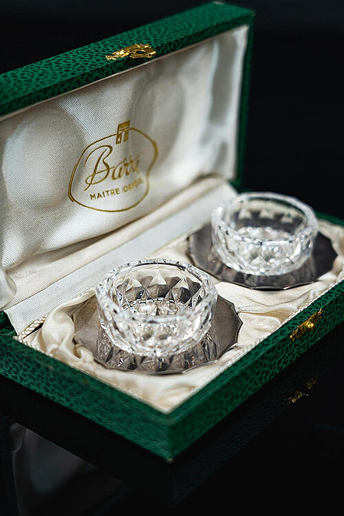 Комплект для специй "Barra" Barra et cie, хрусталь, серебрение, Франция, первая половина XX века