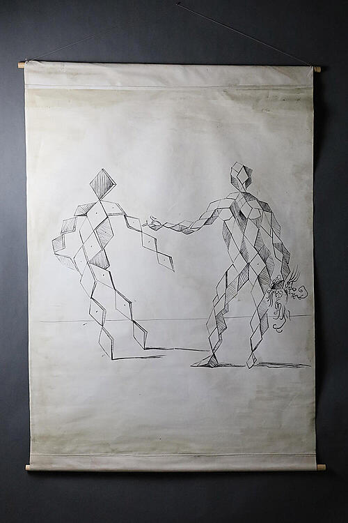 Графика "Фигуры №2", холст, тушь, по гравюрам Джованни Баттиста Брачелли