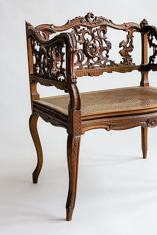 Кресло "Сен-Жермен", резьба по дереву, ротанг, рококо, Франция, вторая половина XIX века