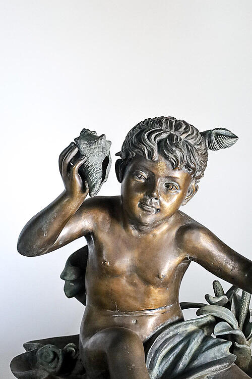 Скульптура - фонтан "Девочка с ракушкой", бронза,  по модели Leopold Morice, Франция, начало XX века