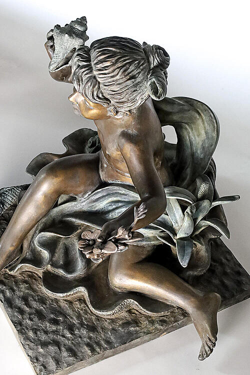 Скульптура - фонтан "Девочка с ракушкой", бронза,  по модели Leopold Morice, Франция, начало XX века