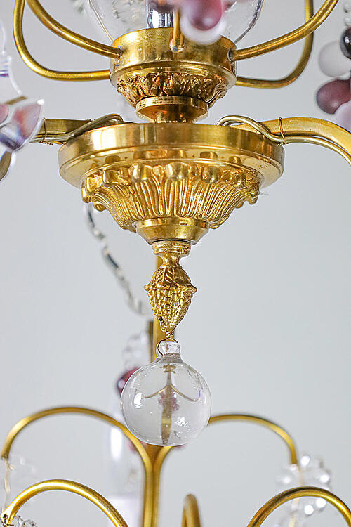 Люстра старинная "Бриджит", бронза, цветное стекло, первая половина XX века.