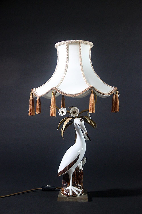 Настольная лампа "Аист", бронза, фарфор, Франция, вторая половина XX века