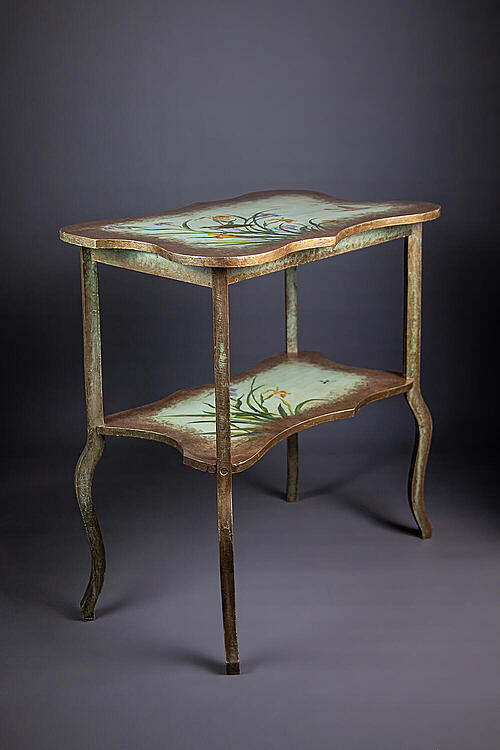 Столик сервировочный "IRIS", дерево, ручная роспись, модерн, Франция, начало XX ВЕКА