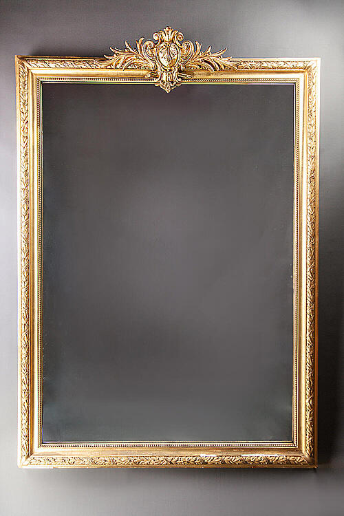 Зеркало старинное "Grande", дерево, золочение, гипс, Франция, XIX век.