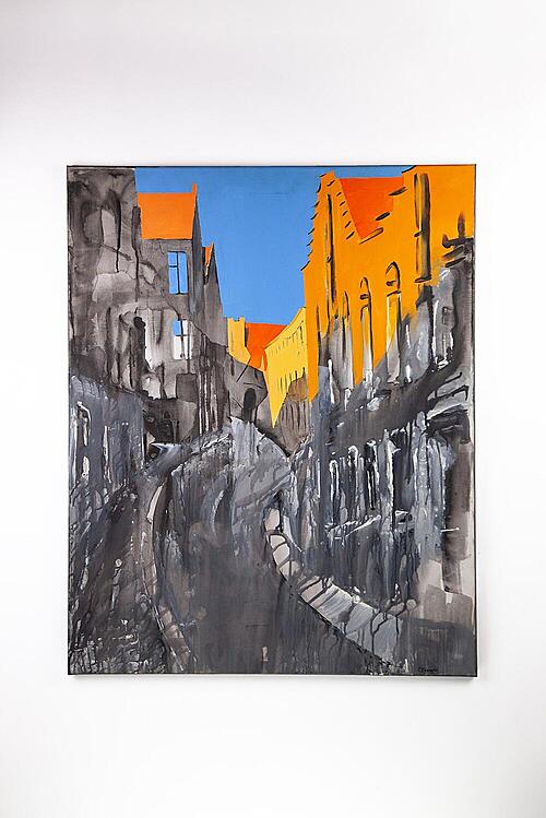 Картина "Рассвет в Брюгге", холст, акрил, автор работы Галина Ерещук